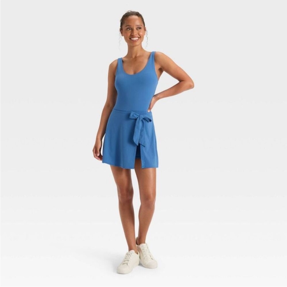 JoyLab - Women's Knit Front Tie Active Dress - JoyLab Dark  Blue